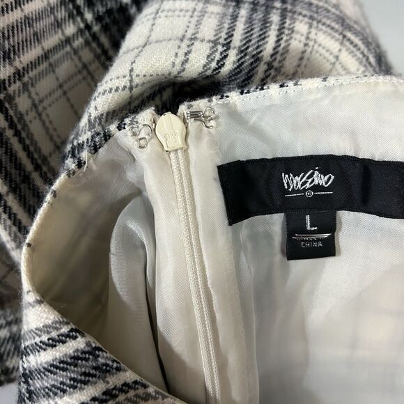 Mossimo Sheath Dress Large White Black Plaid Overall Wool Pockets Buttons School - Picture 12 of 12